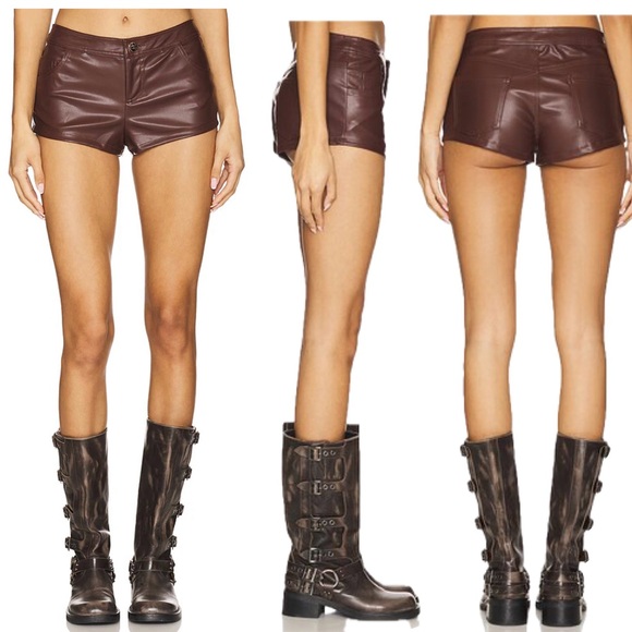 superdown brown gianna faux leather shorts pleather vegan hot pants S NWT - Picture 15 of 15
